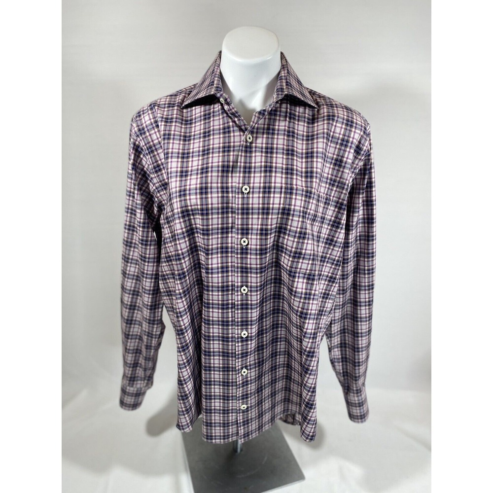 Peter Millar Classic Cut Shirt Mens Medium Plaid Golf Preppy Luxury